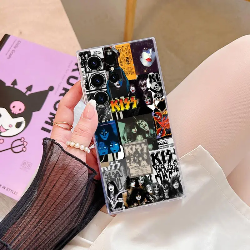 Capa de Telefone Kiss Band para Samsung, Capa Transparente, Banda de Rock, S24, S23, Ultra 5G, S22, S20, S10 Plus, S21, FE, Galaxy S24Ultra