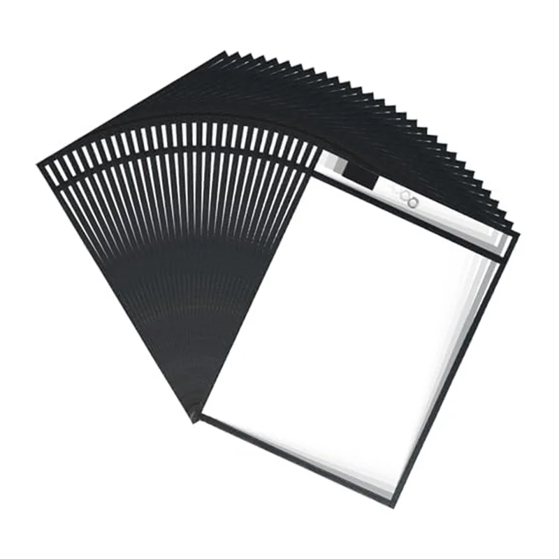 Porta biglietti AK51-Job, tasche cancellabili a secco, 10X14 pollici, nero, buste in plastica riutilizzabili per carta, porta biglietti trasparenti per negozi
