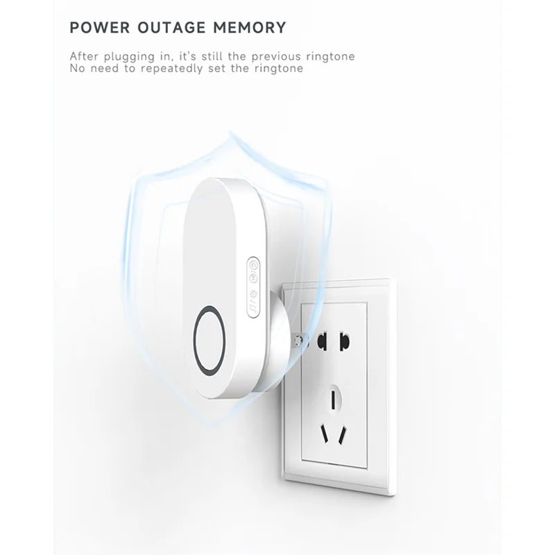 SQPP-Neue kabellose Türklingel für den Außenbereich, Smart-Home-Türklingel, 60 Klingeltöne, laute Lautstärke, Zuhause, Willkommen, wasserdicht, keine Verkabelung, EU-Stecker