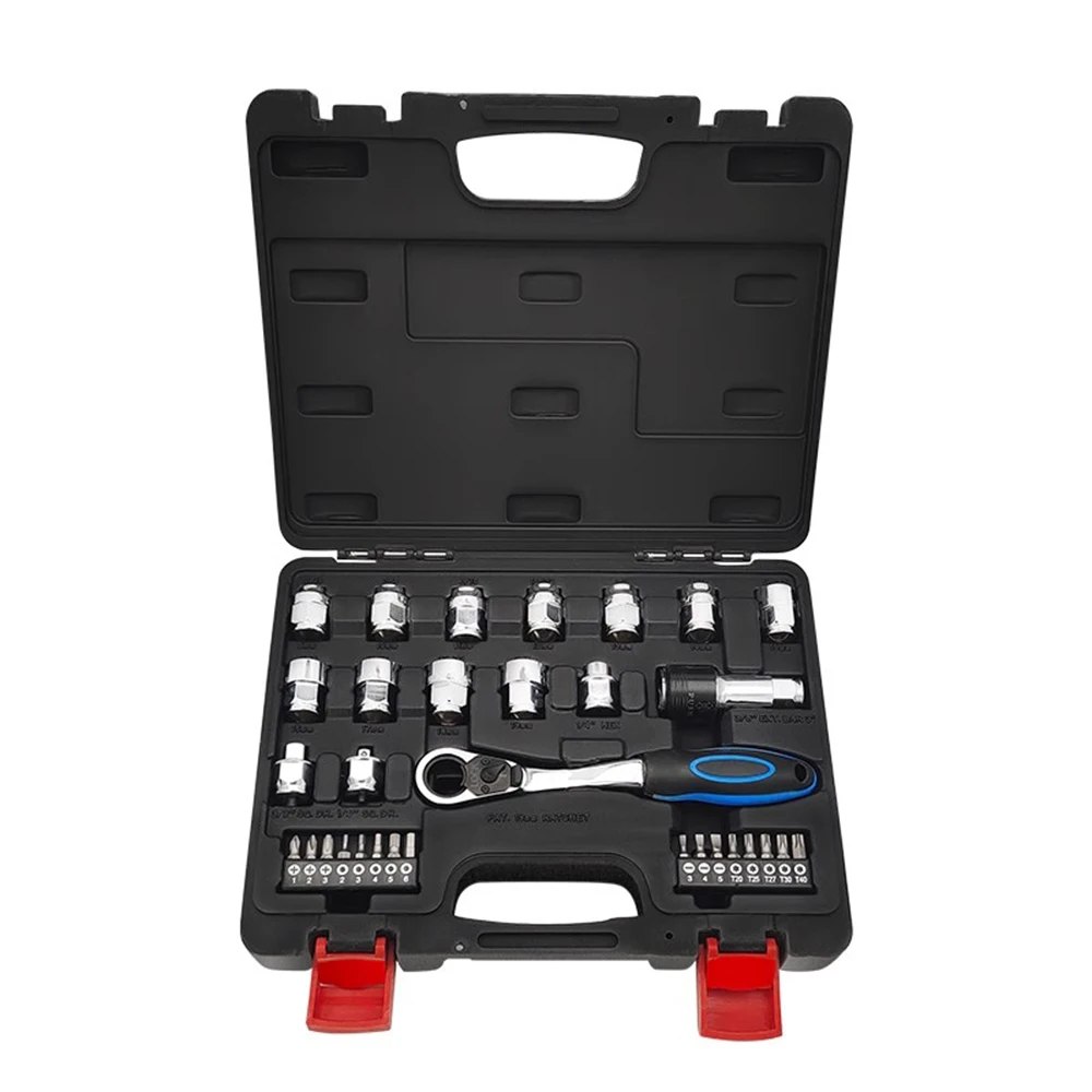 

32pcs 3/8 1/4 Ratchet Wrench Combination Set Mechanical Maintenance Tools Automotive Repair Tools, Chrome Vanadium Steel