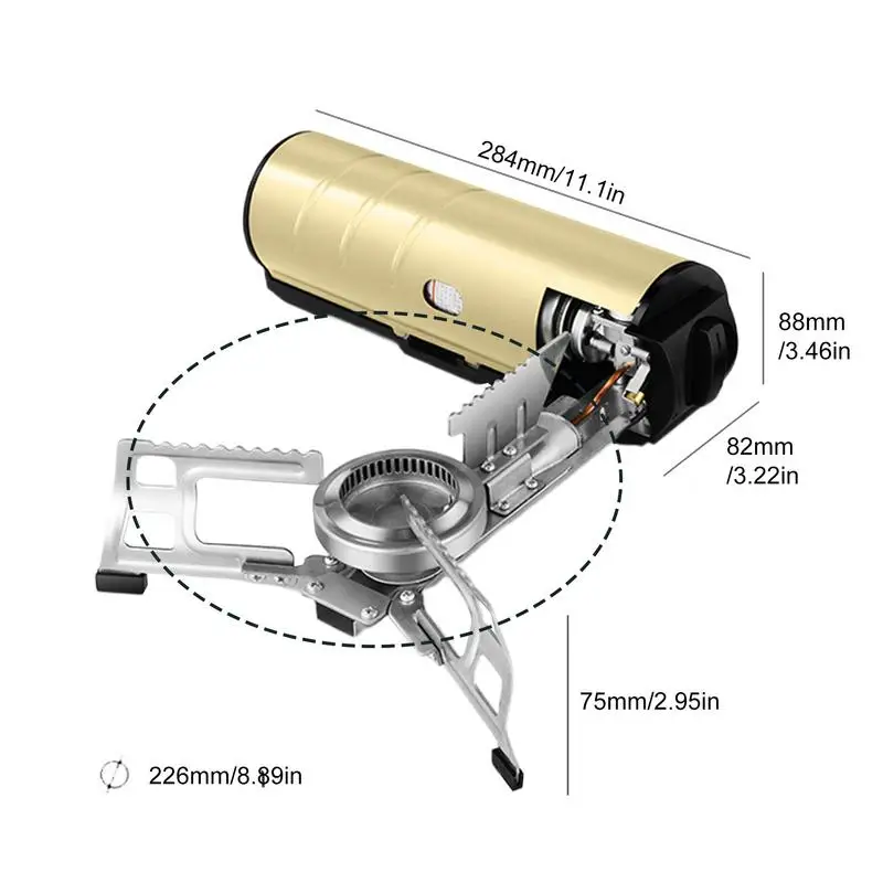 Складная плита 2600 Вт, складная металлическая горелка, 3 передачи, регулируемая походная дорожная плита с сумочкой для хранения для приготовления пищи на открытом воздухе
