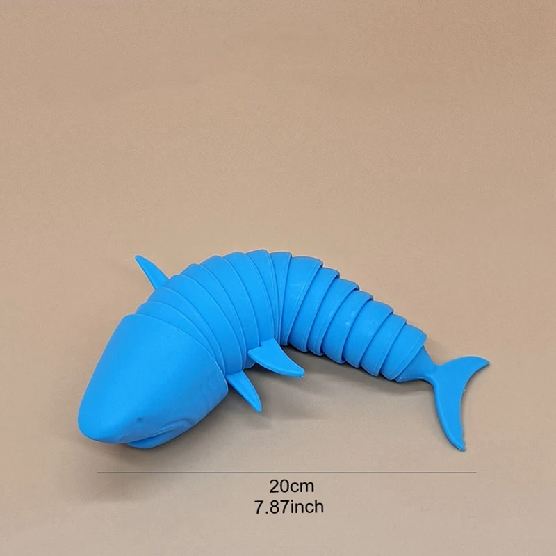 10pcs 20cm 7.87inch Solid Color Slug Articulated Flexible 3D Slug Shark Dolphin Fidget Relief Anti-Anxiety Sensory Kids Toys