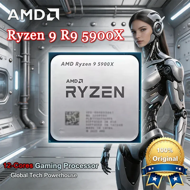 AMD Ryzen 9 5900X Loose Desktop CPU 12-Core 24-Thread L2 L3 Cache Socket AM4 Unlocked Gaming Processor Without Retail Package