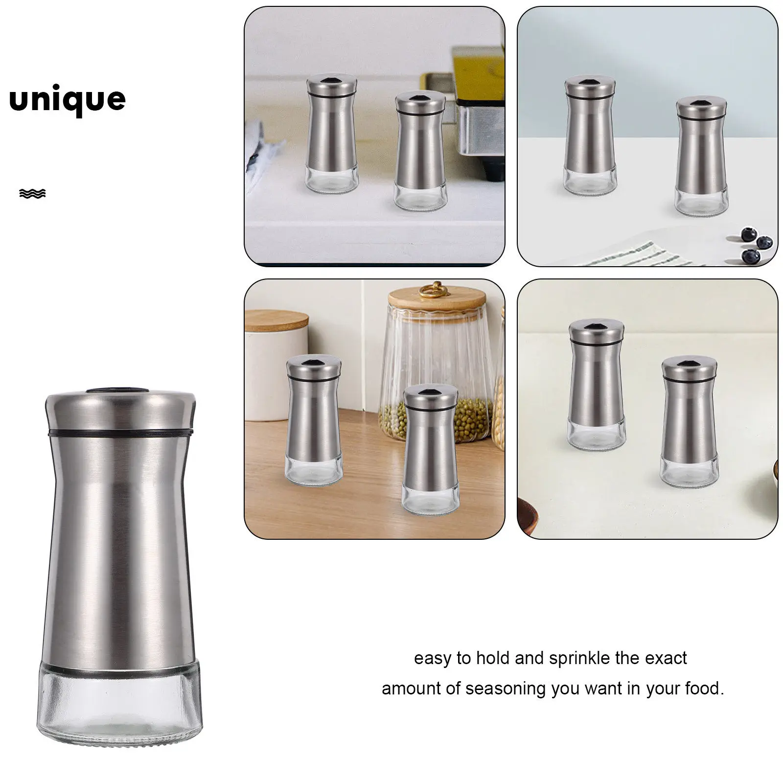 2Pcs Salt and Pepper Shaker Portable Condiment Bottle Lightweight Leakproof Seasoning Dispenser for Kitchen Camping Travel Home view 3