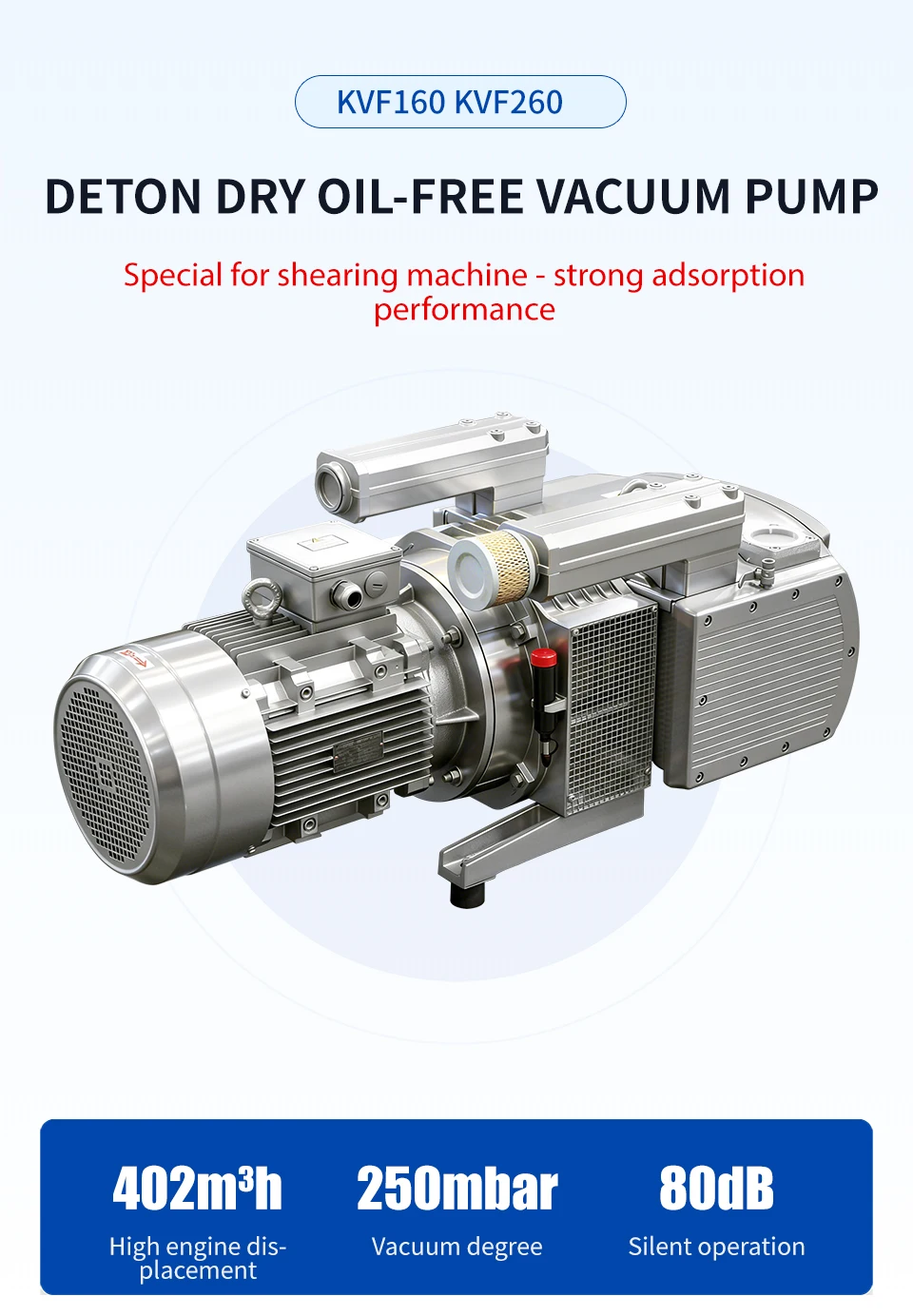 KVF250 5.5KW three-phase 220/380V 50/60Hz high-speed dry oil-free vacuum pump 1400/1700RPM
