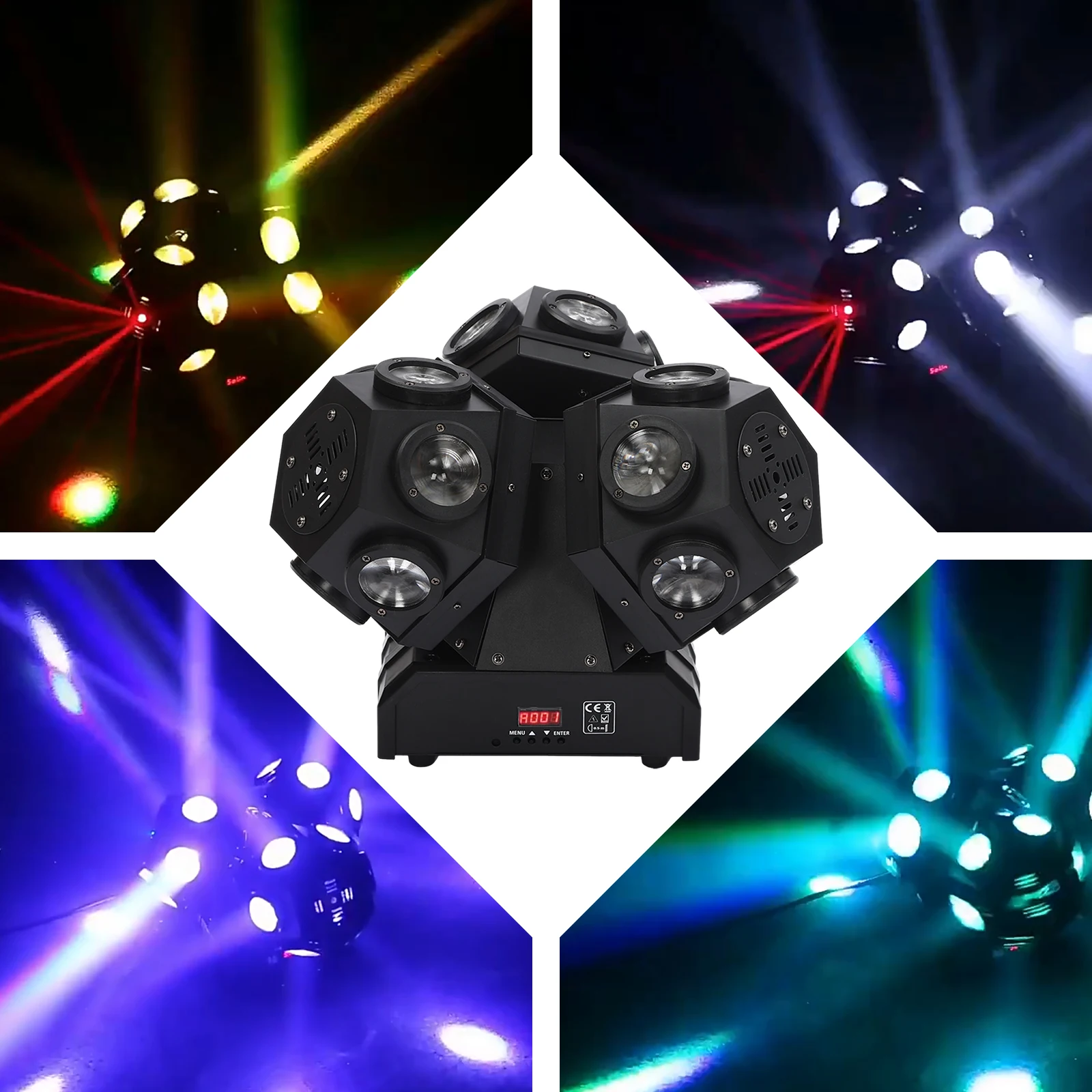 Moving Head Light 180 W Bühnenlichtstrahl mit 18 CREE-Perlen, LED-Anzeige, klangaktivierter