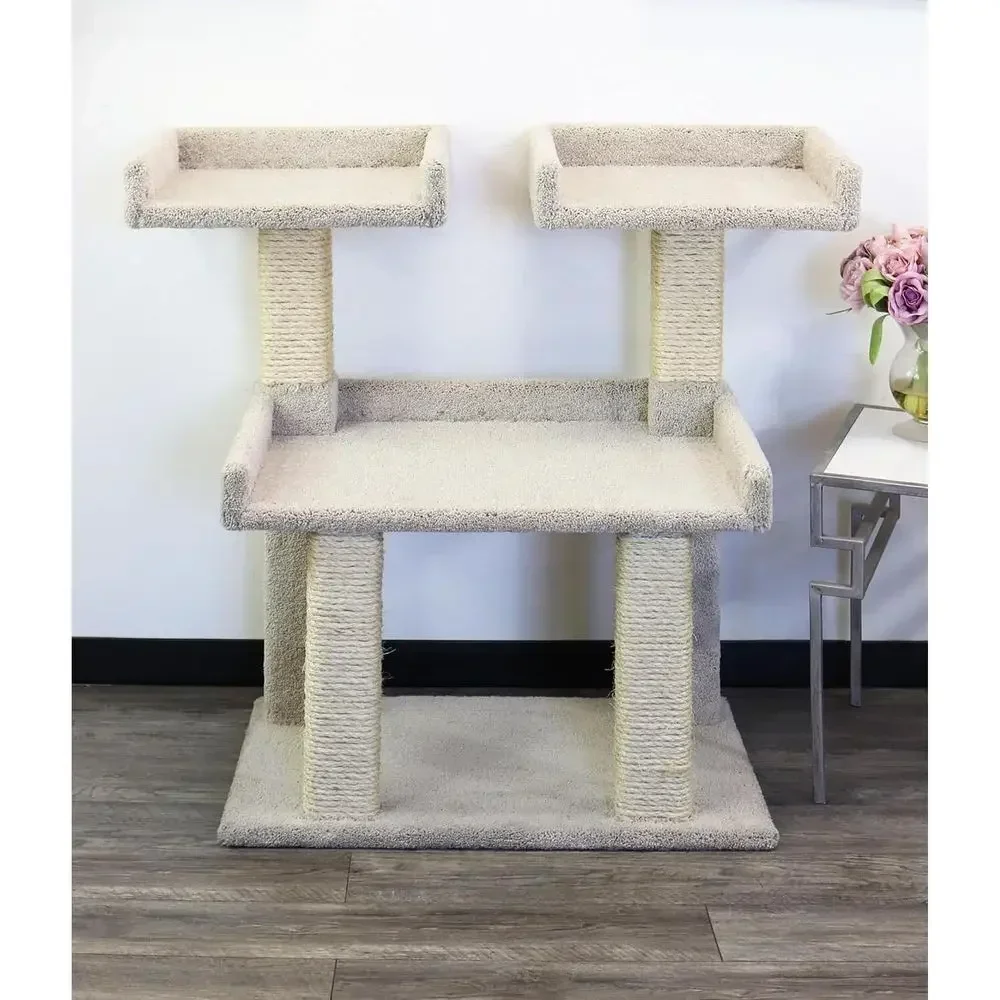Multi-Level Cat Perch, 28 x 23 x 36.5, Green, Suitable for All Breeds, Ideal for Climbing, Scratching, and Cuddling