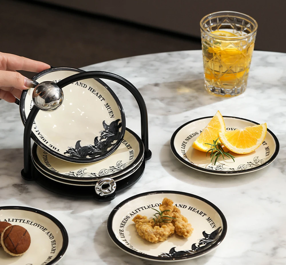 Light Luxury Ceramic Bone Plate Set Design With Ink Wash Style Multi-purpose Small Plate Household Fruit Plate