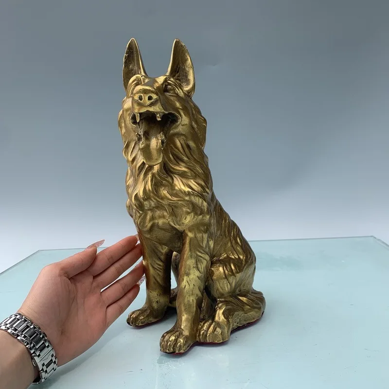 Exquisitely Crafted Ornament,Living Room Home Decor Craft Decoration Brass Wolf Dog Figurine