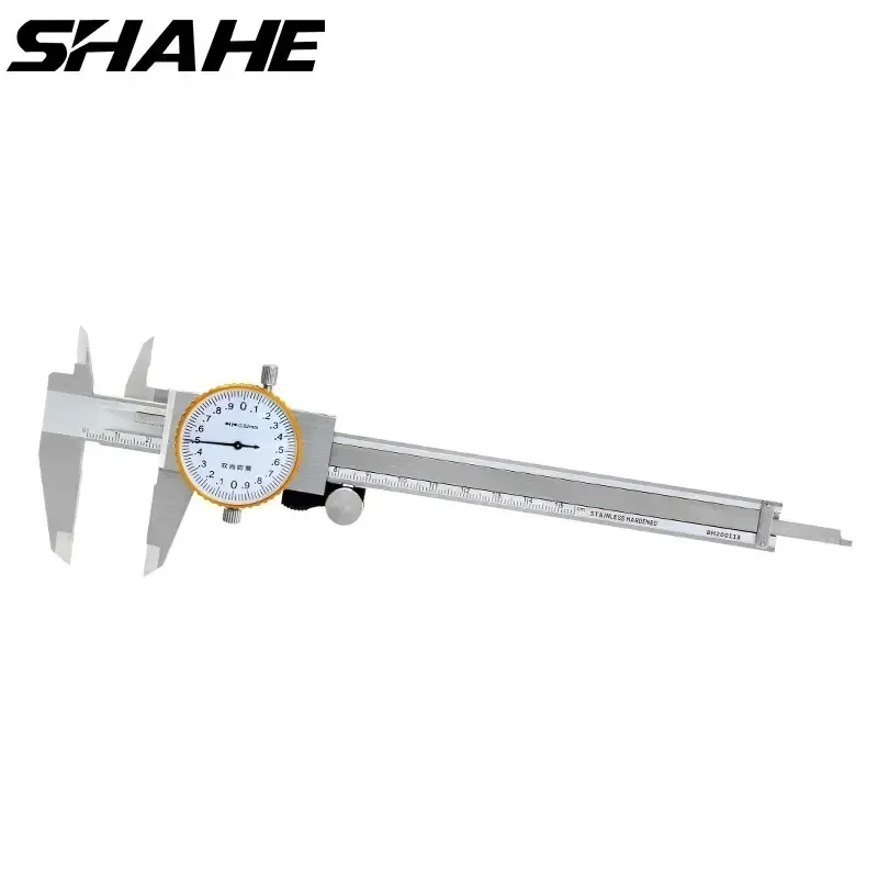 SHAHE 6 นิ้ว Dial Caliper 0.02 มม.สแตนเลสสตีล Dial Vernier Caliper Shock Proof เมตริกวัดเครื่องมือ