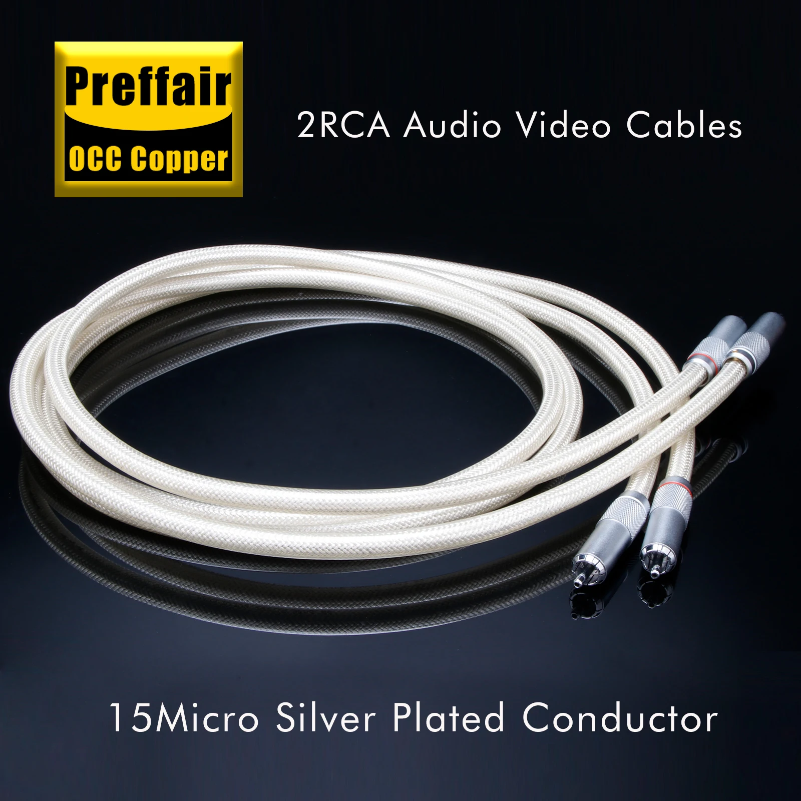 Pair OCC silver plated Flagship RCA Signal Line With Rhodim Plated RCA Male Plug Rca audio Line
