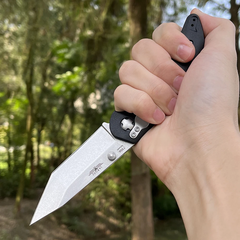 KB Jarosz 7506 pocket knife AUS-8A Steel Stonewashed Tanto Blade Outdoor Hiking Hunting tactical self defense knife EDC Knife
