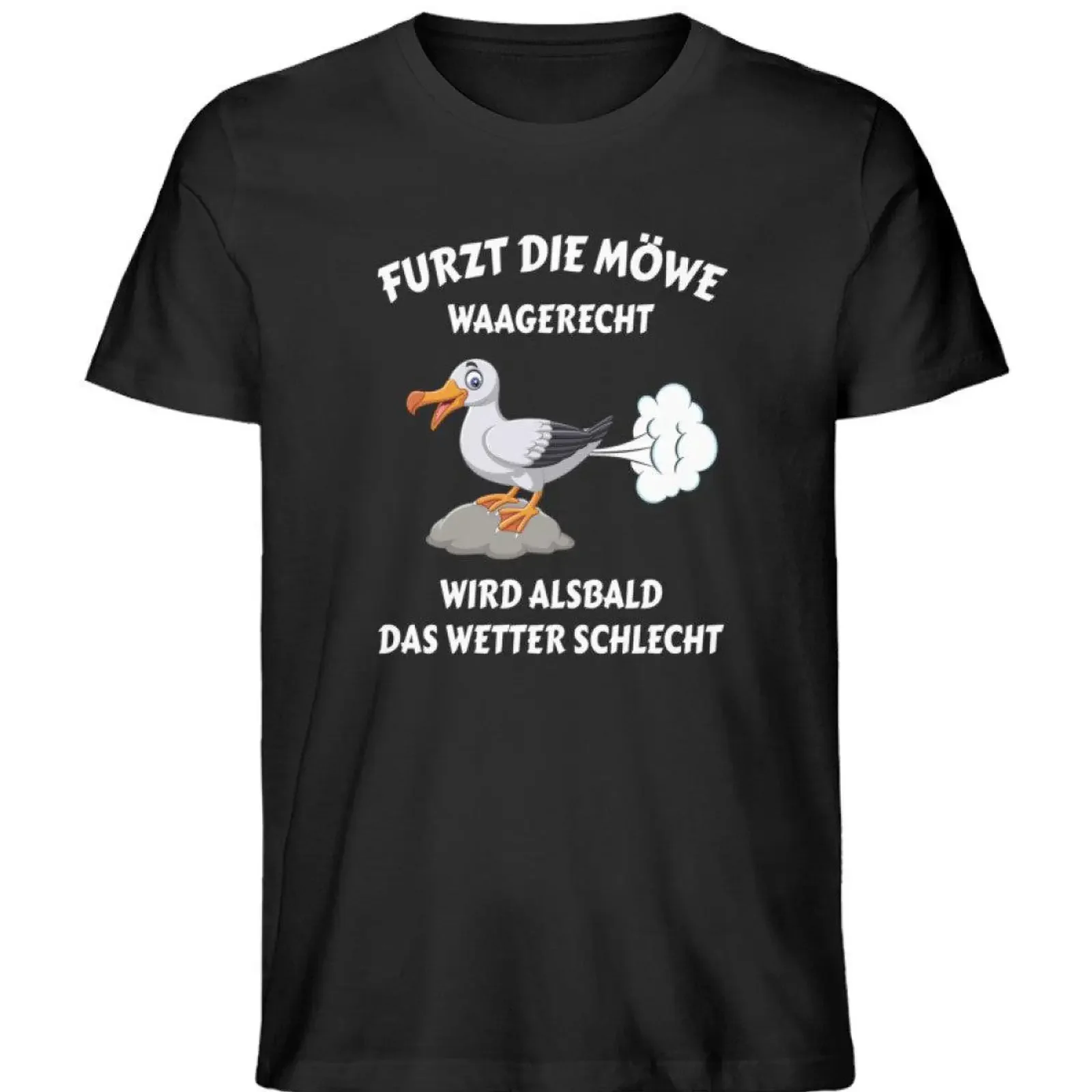 Farting Seagull Men amp 39 s Premium Organic T Shirt vintage Washed Soft homme Top For Everyday Wear Stretched Comfortable