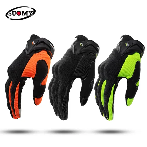 Imagen 2 del producto SUOMY-guantes de moto de carreras con dedos completos, transpirables, de calidad, elegantes, todoterreno, anticaída, antideslizantes, para montar