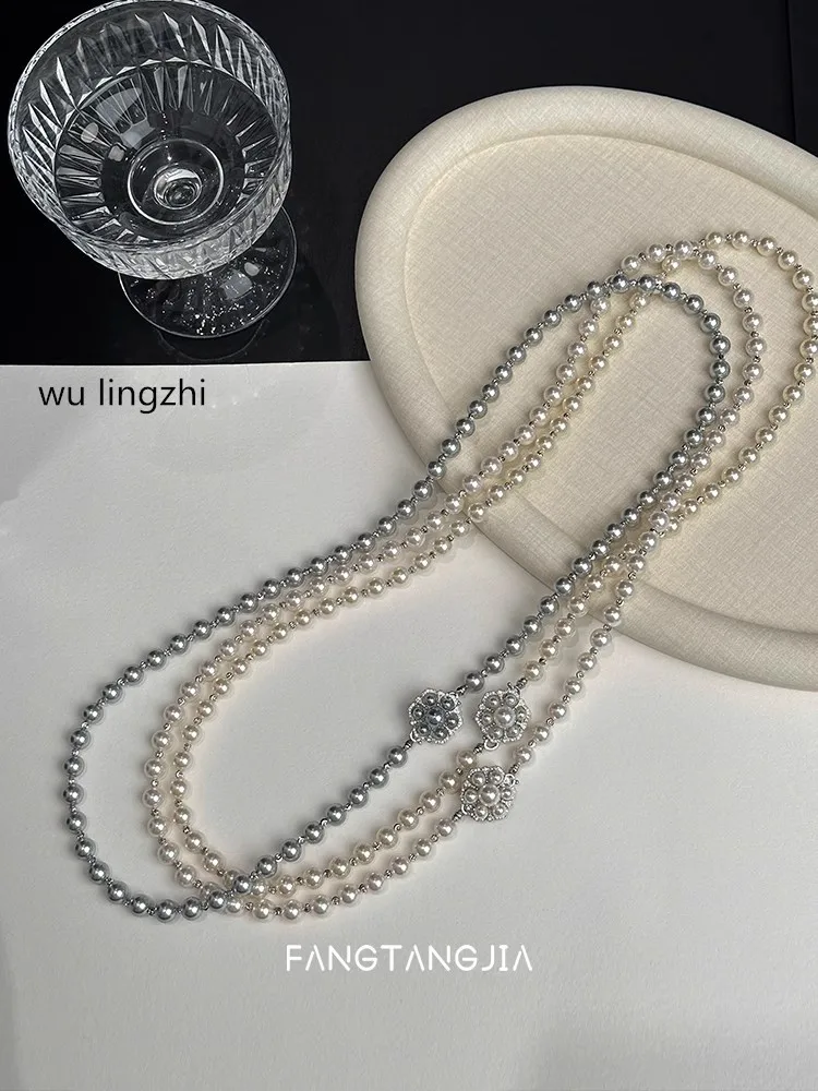 wu lingzhi Austrian Pearl Necklace Multiple Wear Luxury Sweater Necklace Top Quality Female Neck Chain 2025 New Arrival