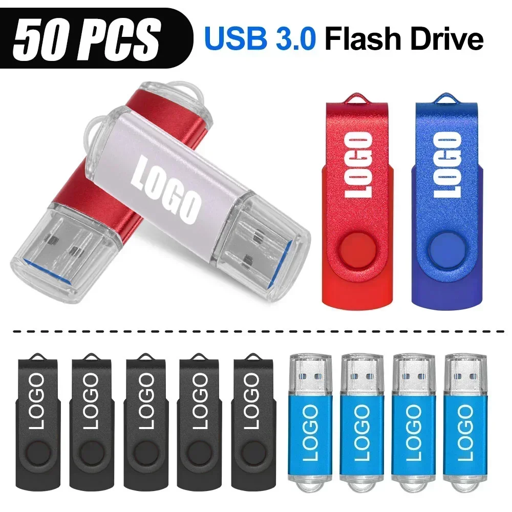 50PCS/LOT Pen drive 64GB memory USB 32gb high speed 3.0 flash drive 128GB usb flash Drive pendrive Fast shipping Custom Logo