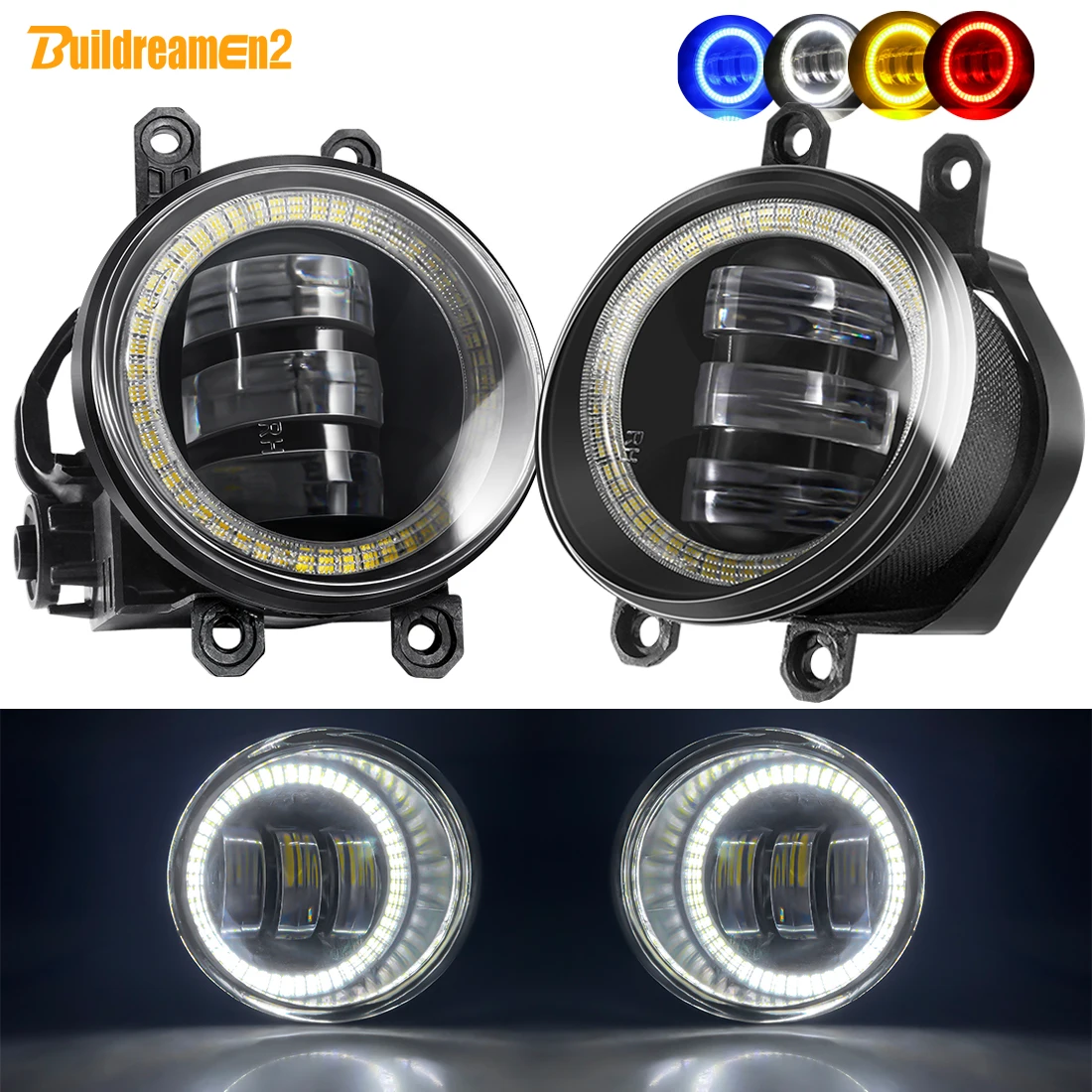 Angel Eye Fog Light Assembly Car LED Fog Daytime Driving Lamp DRL For Toyota Tacoma IQ Ractis Venza Hilux Solara Corolla Verso