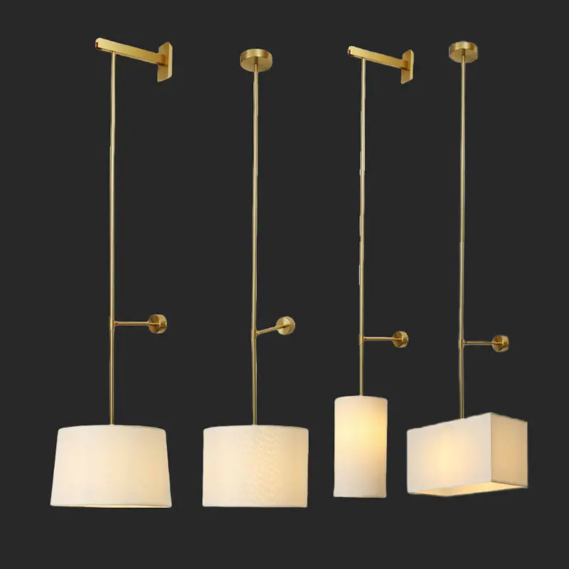 

Скандинавский светильник в стиле лайт-люкс, креативный, на длинной штанге, с тканевым абажуром, для фоновой стены, виллы, отеля, клуба, комнаты, коридора, прихожей, прикроватный светильник