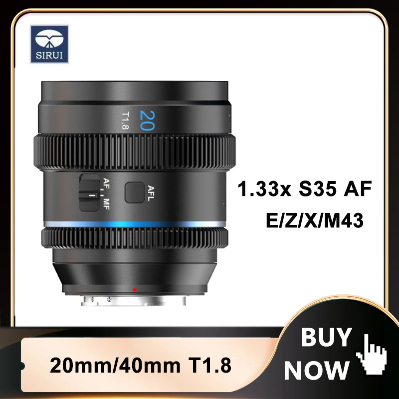 Sirui 20mm 40mm T1.8 1.33x S35 AF Cine lens for Sony E Nikon Z Fujifilm X M4/3 Large aperture For Portrait Photography