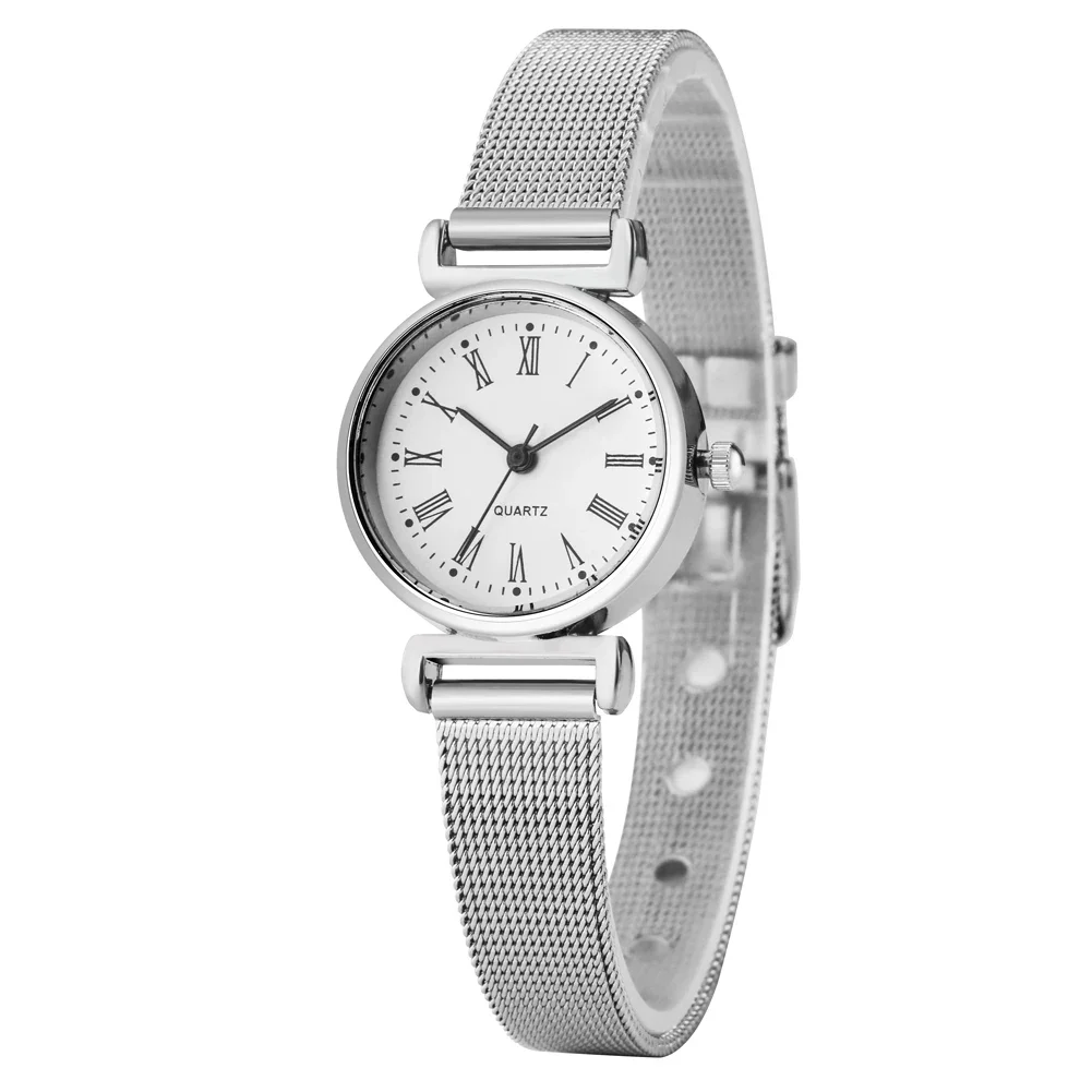 Elegant Women\'s Watches Silver Quartz Wristwatches Romen Numerals White Dial Bracelet Band Gift Ladies Watch Reloj Para Mujer 시계