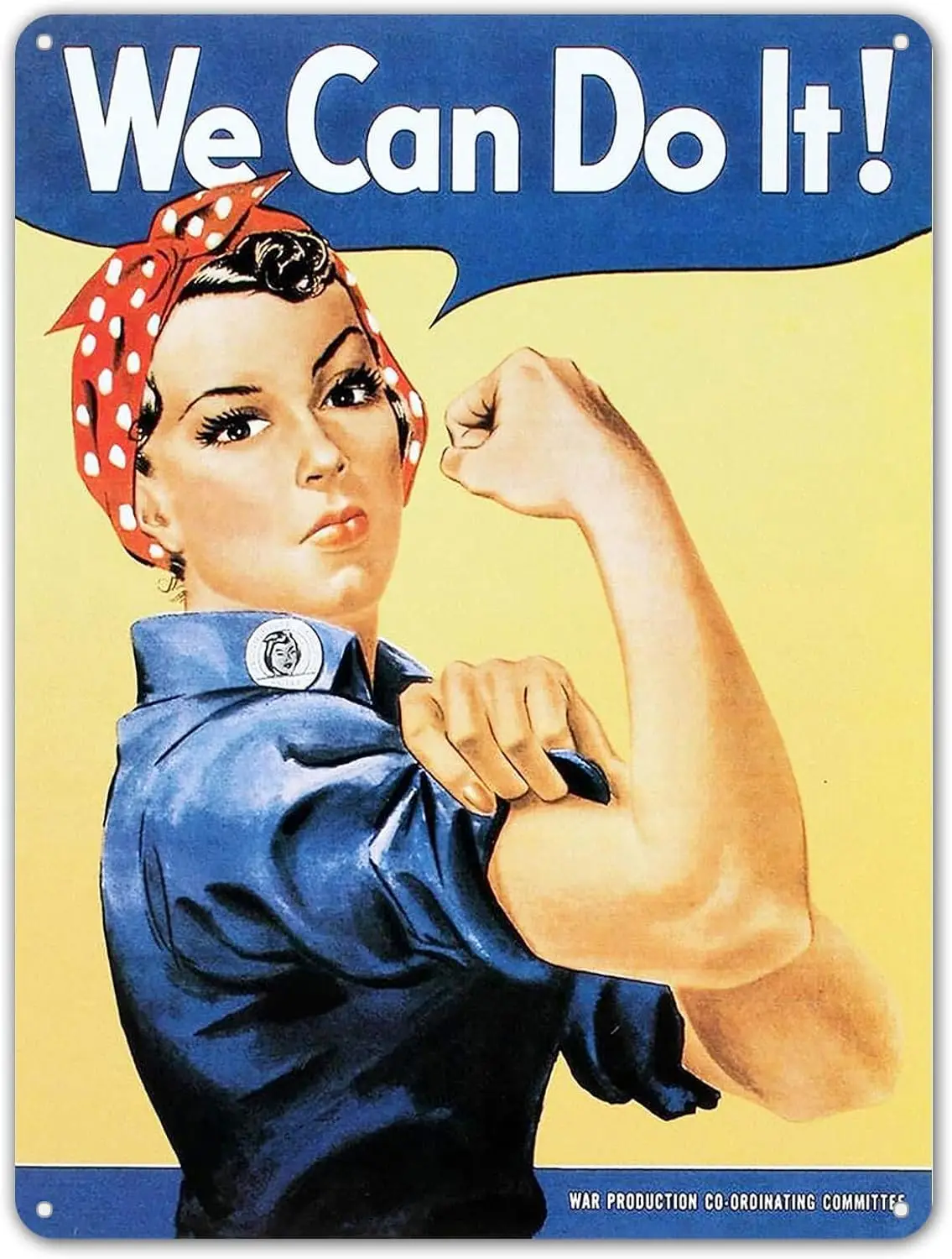 ZYPENG Rosie The Riveter We Can Do It WW2 Military Retro Vintage Style Metal Tin Sign 16 x 12 inches