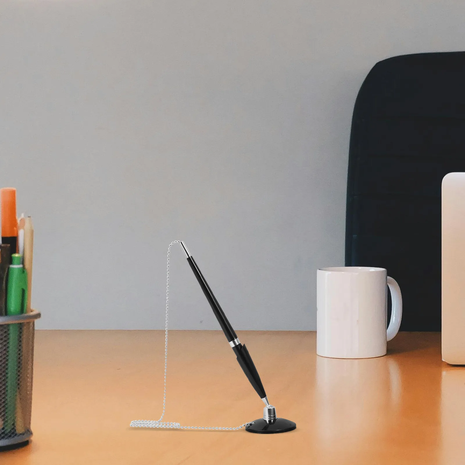 Business Signature Pen Desktop Fixed Standing Design Stainless Steel Plastic Quick-Dry Ink Ballpoint Pen for Office Hotel Bank