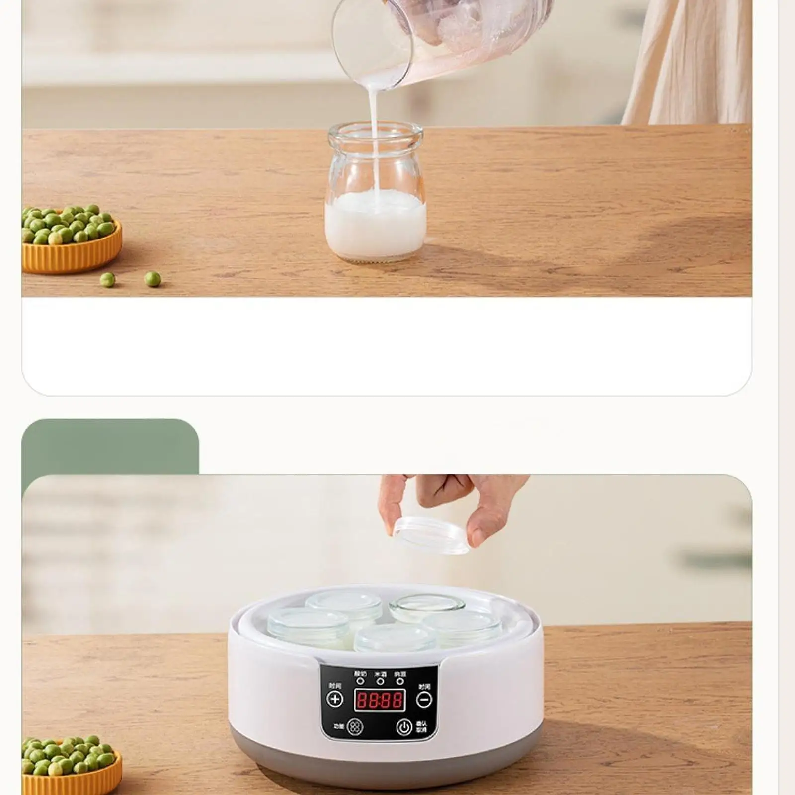 1.2L automata Joghurt készítő gépi Állandó Hőfok kontroly Alacsony Nesz natto készítő DIY Joghurt Munkaeszköz 304 Rozsdaálló Acél Alátét