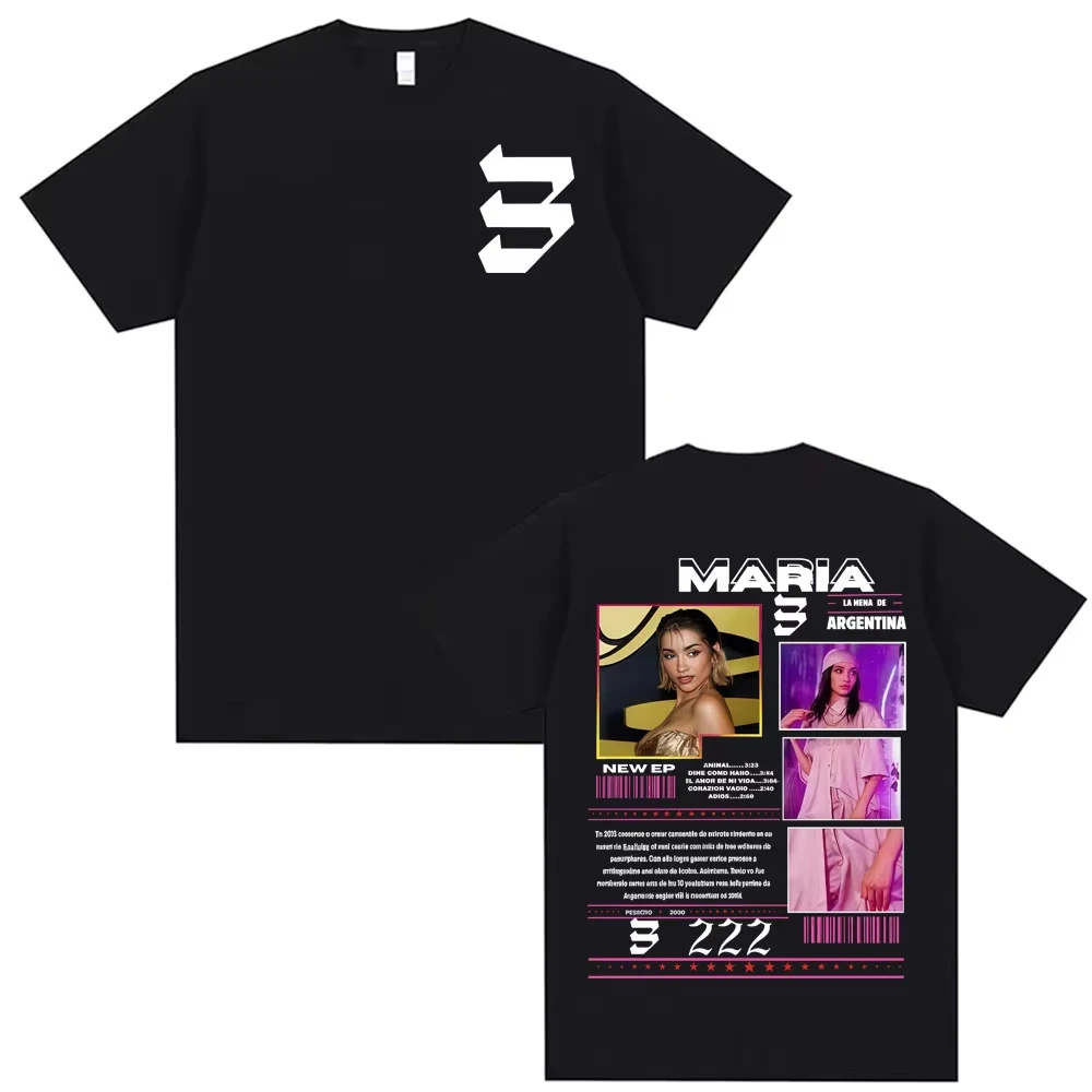 Camiseta de la gira del álbum 2026 de la cantante María Becerra La Nena, camiseta de moda estética para hombre y mujer, camiseta extragrande, camisetas de tendencia hip hop