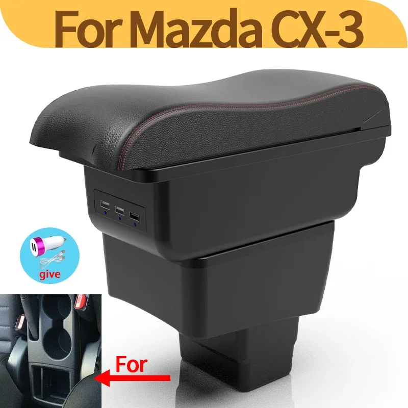 

Для Mazda CX-3 подлокотник Mazda 2 Skyactiv CX-3 центральная консоль двухслойный ящик для хранения аксессуары для модификации салона автомобиля USB
