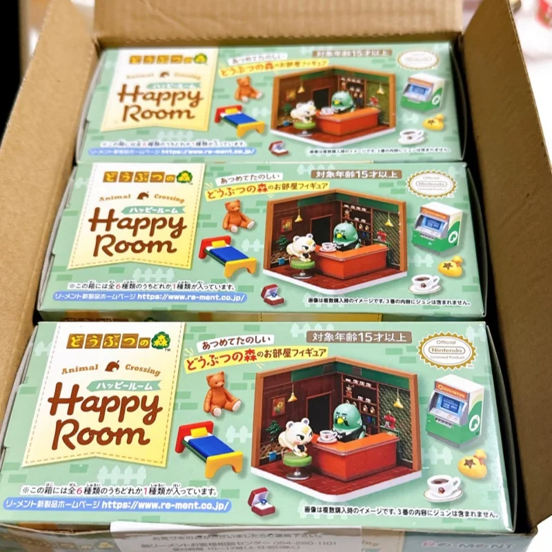 리멘트 동물의 숲 해피룸 블라인드 박스 미니어처 데스크탑 장식 피규어 컬렉션 어린이 크리스마스 선물 오리지널