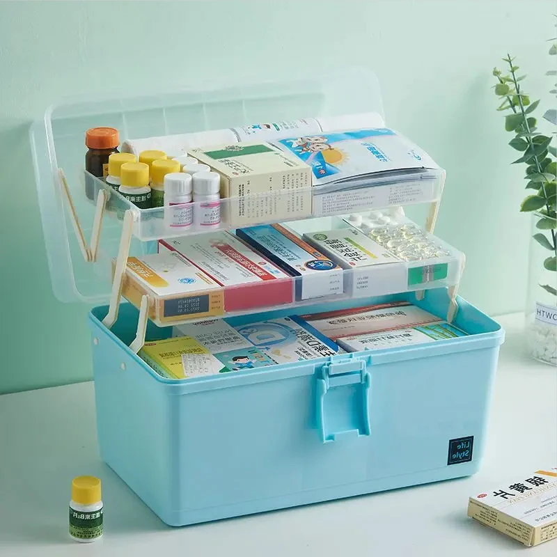 

New Capacity Medicine Organizer Storage Container Family First Aid Chest Portable Emergency Kit Box with Handle Pill Cases