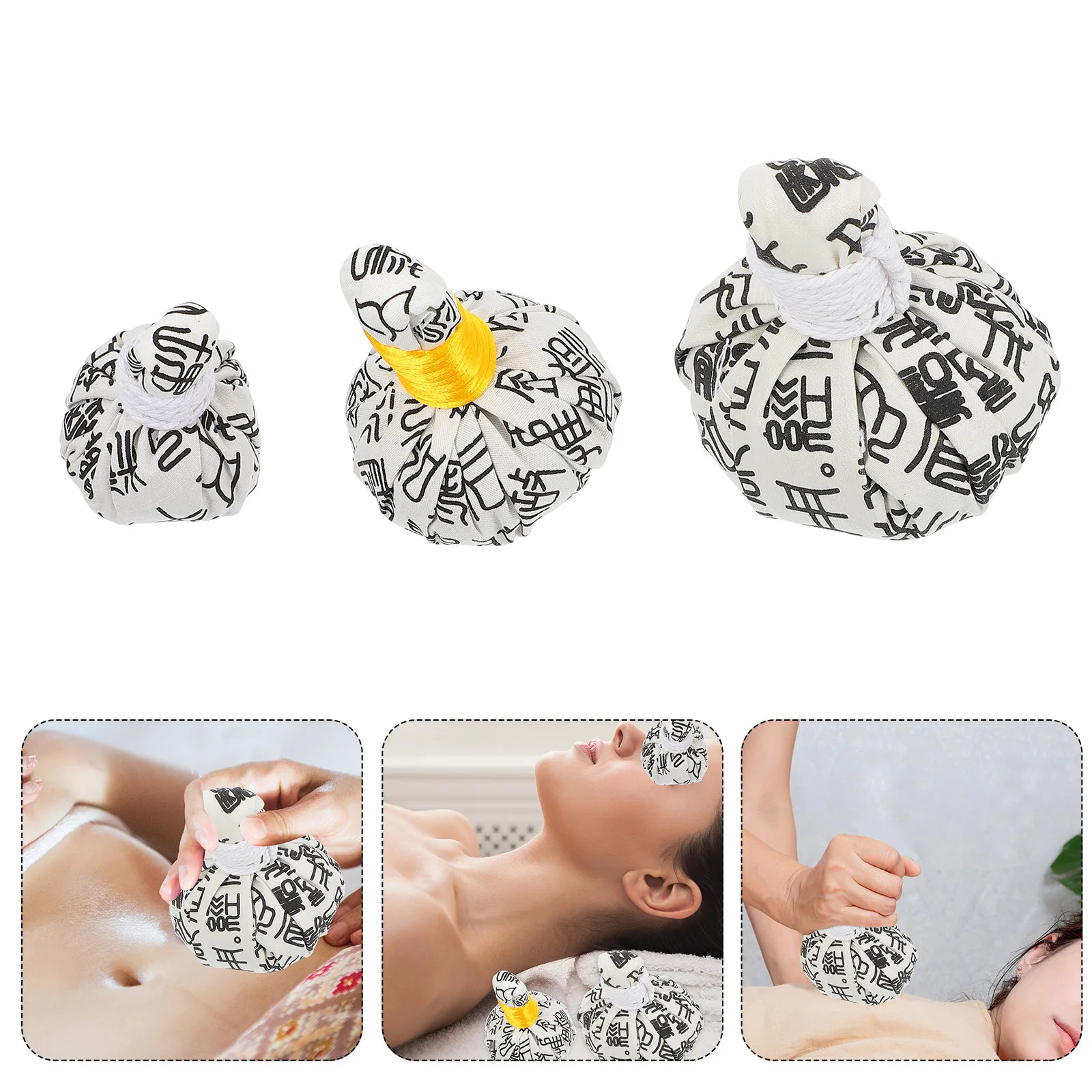 

3Pcs Chinese Herbal Health Balls Wormwood Warming Bags Natural Massage Therapy Relieves Pain Promotes Blood Circulation Body