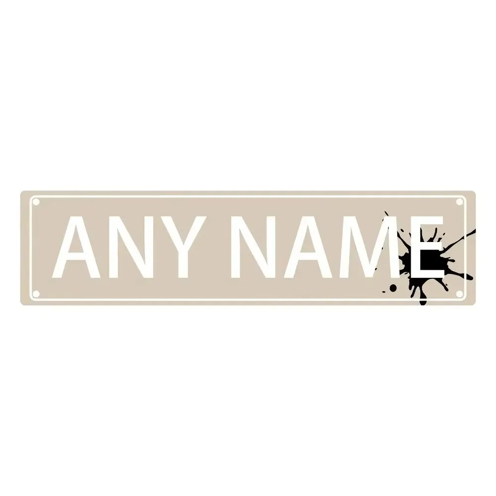 CIFbuy [2D Flat] Custom Beige Ink‑Splash Aluminum Street Sign, Personalized Name Wall Decor (Only For Decoration)
