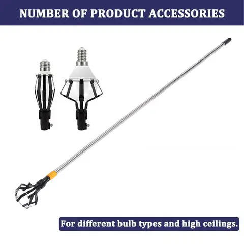 High Ceiling Light Bulb Changer  Cover Lock Design Telescopic Extension Pole Light Bulb Changer High Light Bulb Changer