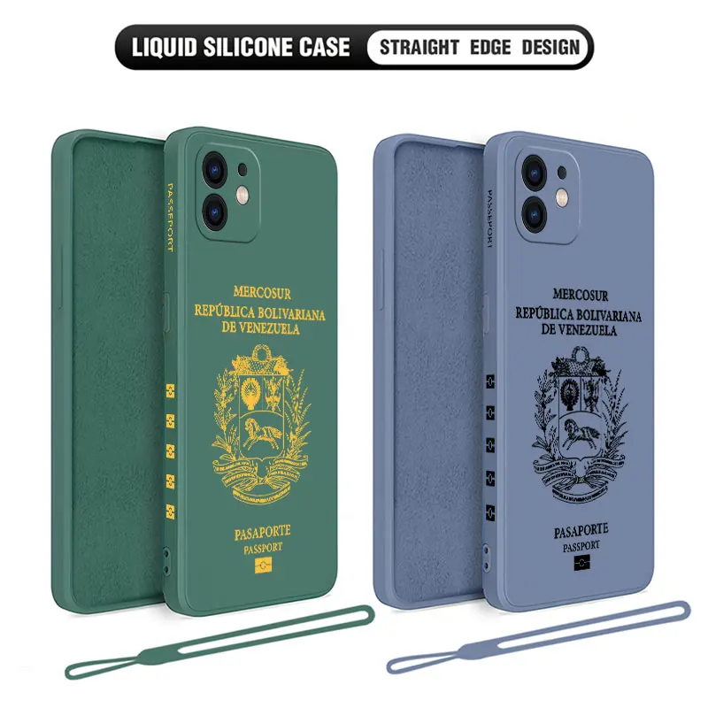 

Venezuela Passport Phone Case For iPhone 15 14 13 12 11 Pro Max Mini X XR XSMAX SE 8 7 6S Plus Soft Liquid Silicone Cover