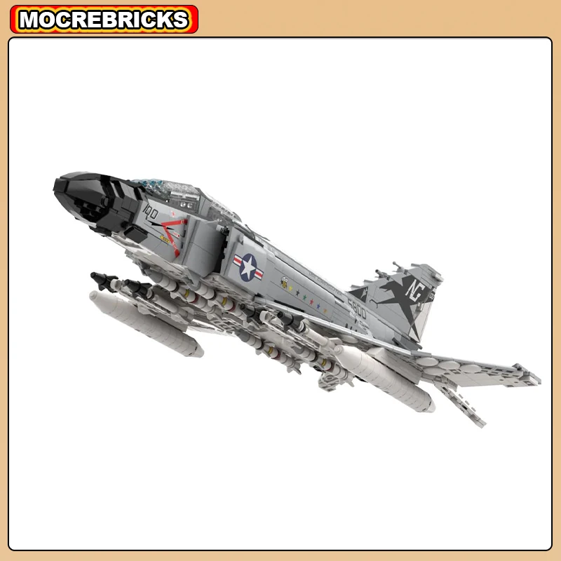 MOC Building Blocks Cold War F-4J Phantom II Combat Bombers Soldiers Transport Military Fighter DIY Technical Model Bricks Toys