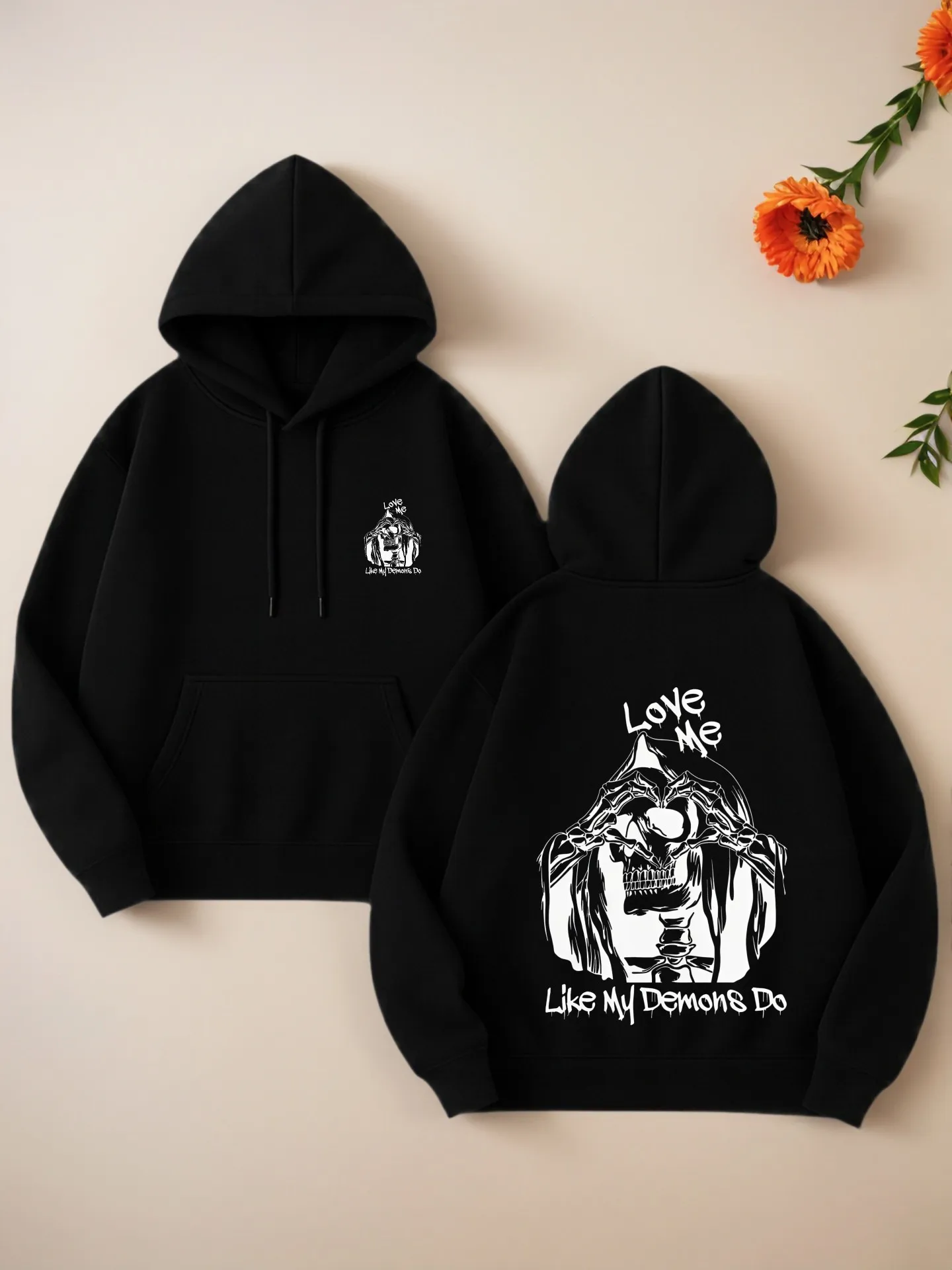 

Толстовка с графическим принтом Love Me Like My Demons Essential, эстетический уличный стиль, смесь хлопка, повседневная повседневная одежда для подростков