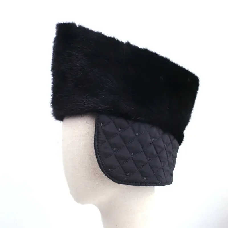 Bucket Winter Jewish Earflap Hat for Men Breathable & Waterproof Plain Wholesale Real Mink Fur Plush Yanlifur Adults CN;HEB Male