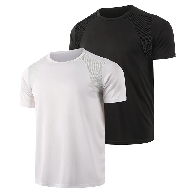 1/2 Piece Men's Summer Solid Color Fashionable Round Neck Short-Sleeved Comfortable Black and White Sports Top Fitness T-Shirt