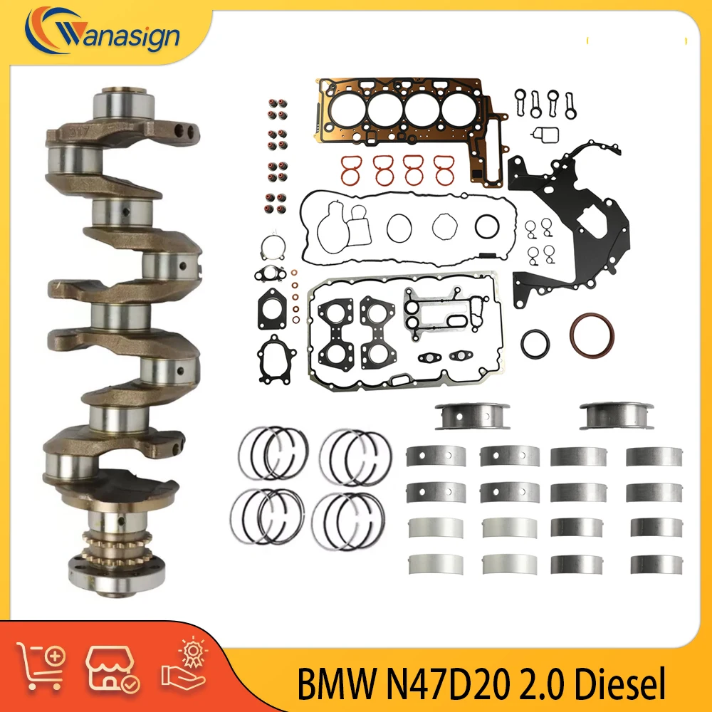 Engine Rebuild Kit Crankshaft Main Bearing Piston Ring Fit 2.0 L Diesel N47 For BMW X1 X3 116d 118d 120d 316d 420d 2.0L N47D20D