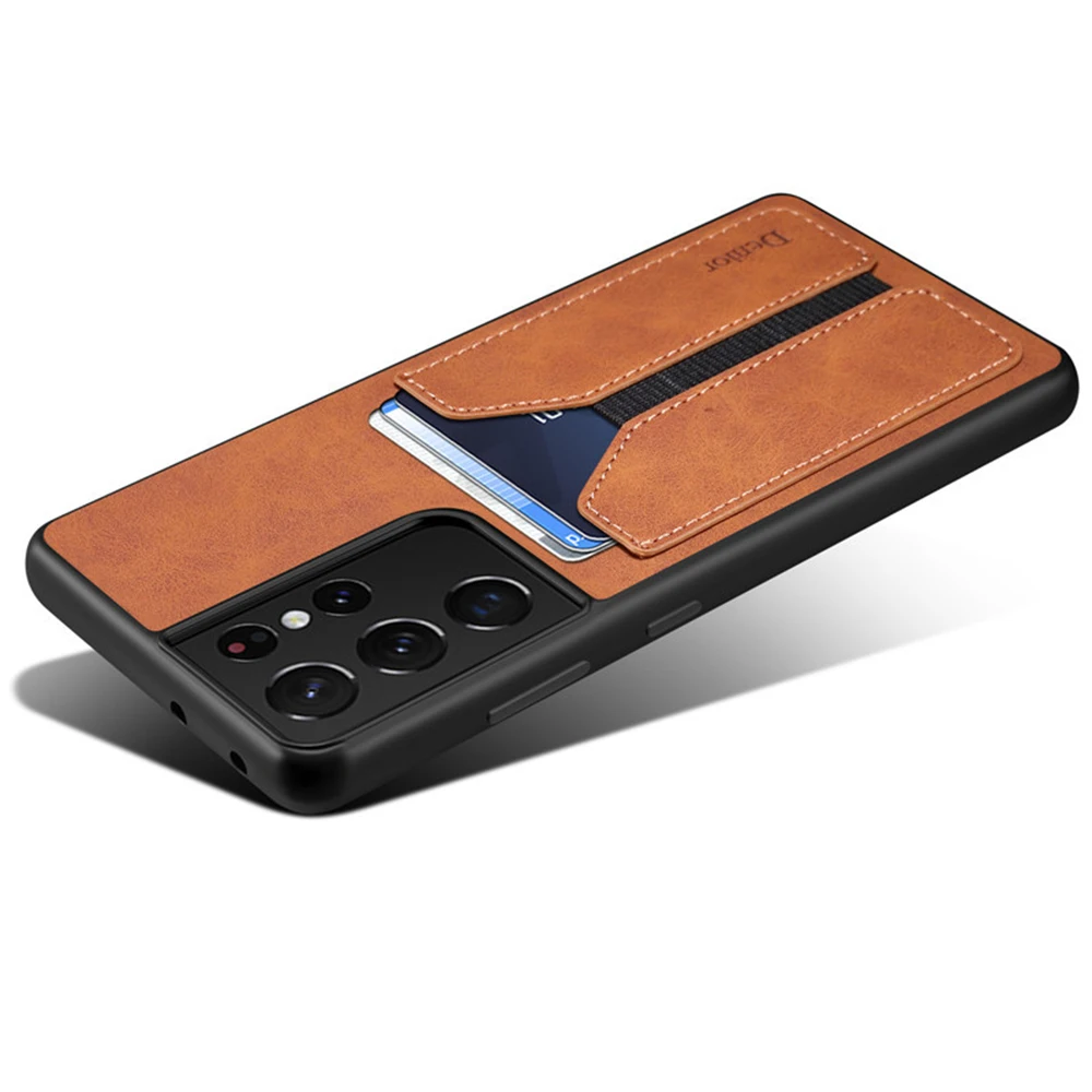 Luxury Soft Leather Phone Case For Samsung Galaxy S24 S23 FE S22 S21 S20 Ultra Plus S10 Note 20 Note 9 A05S Cover With card Slot