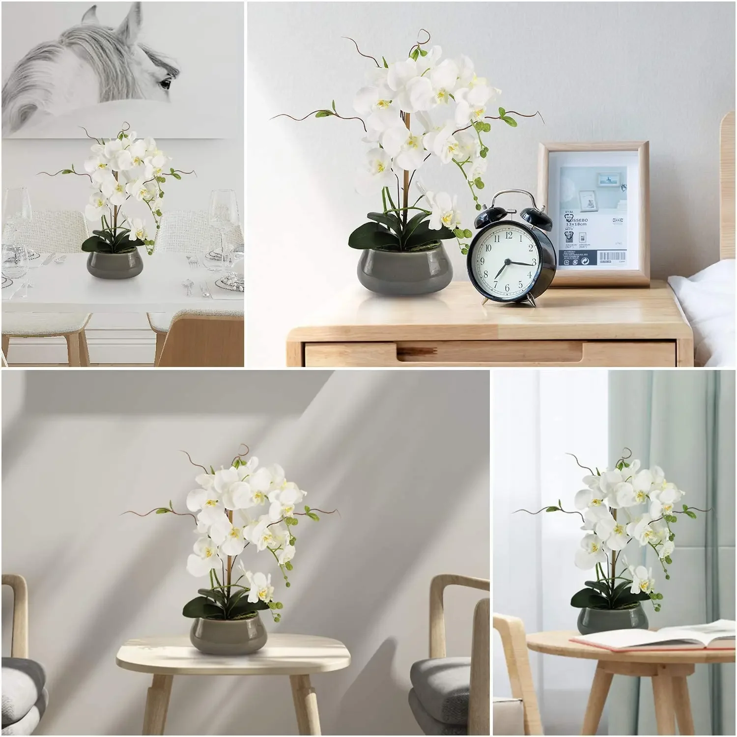 Artificial Orchid Flowers Centerpieces for Dining Room Table with Vase Silk Fake Plants Arrangements Decorations view 6