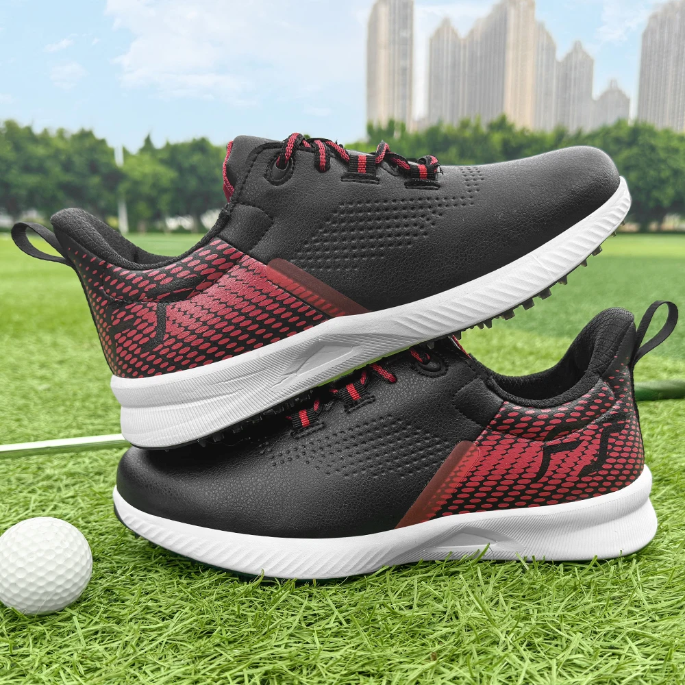 

Waterproof Golf Shoes Men Red Black Outdoor Light Weight Quality Golf Sneakers Men Comfortable Walking Gym Sneakers
