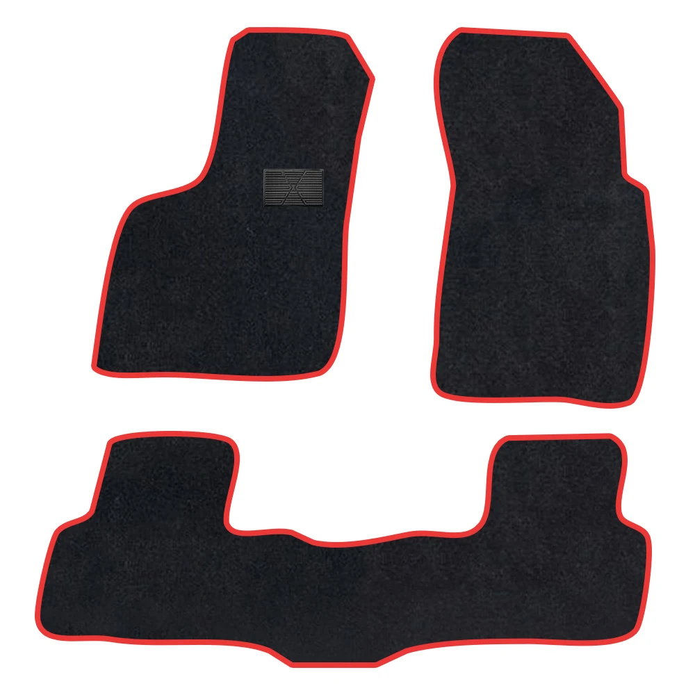 

Car Floor Mat For Audi SQ7 2016–present 4M 5Seats Polyester suede Anti Slip black Backing red Binding Trim Edge