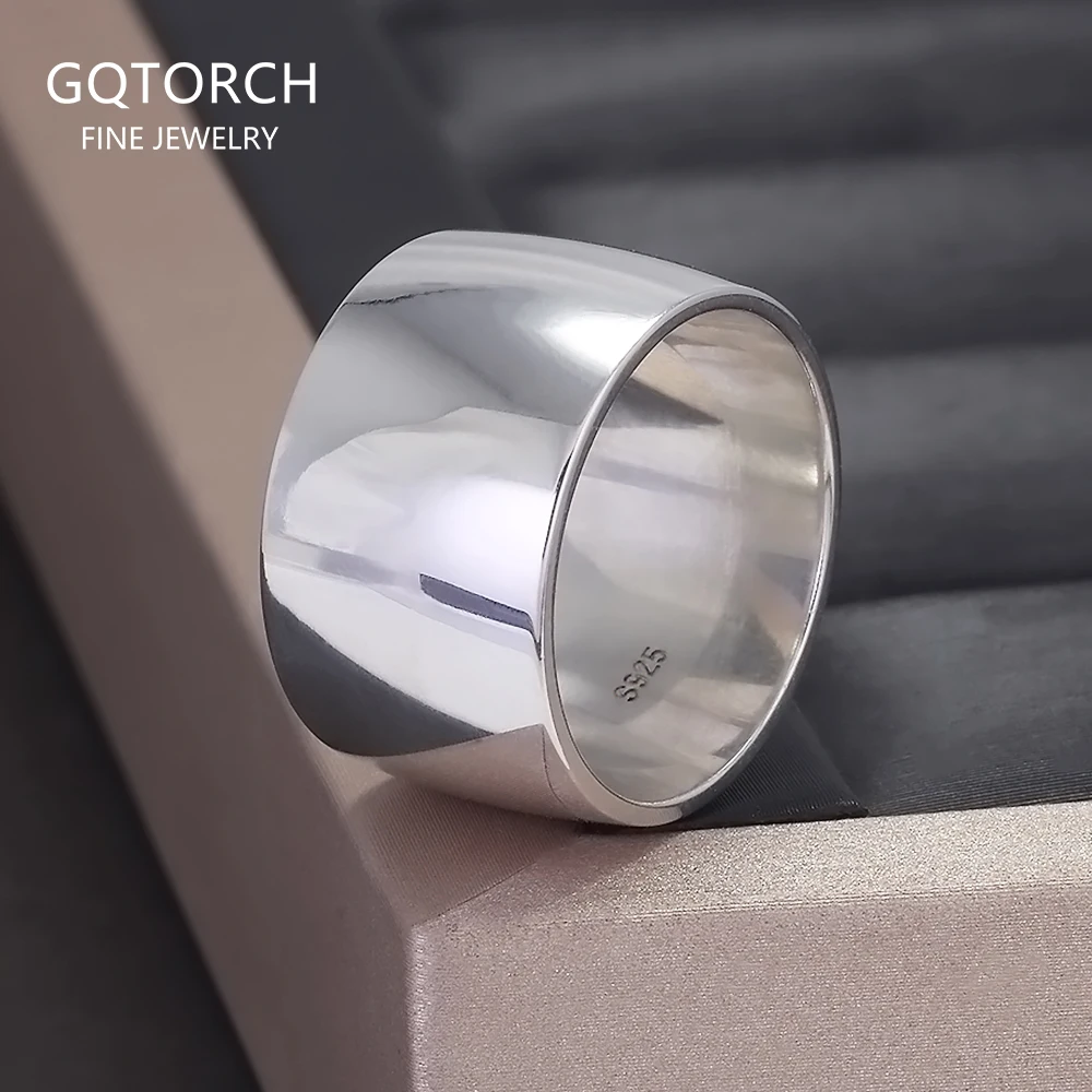 925 Sterling Silver Plain Wedding Band Men Women Wide 13.5mm Chunky Ring High Polishing Comfort Fit Simple Engagement Jewelry