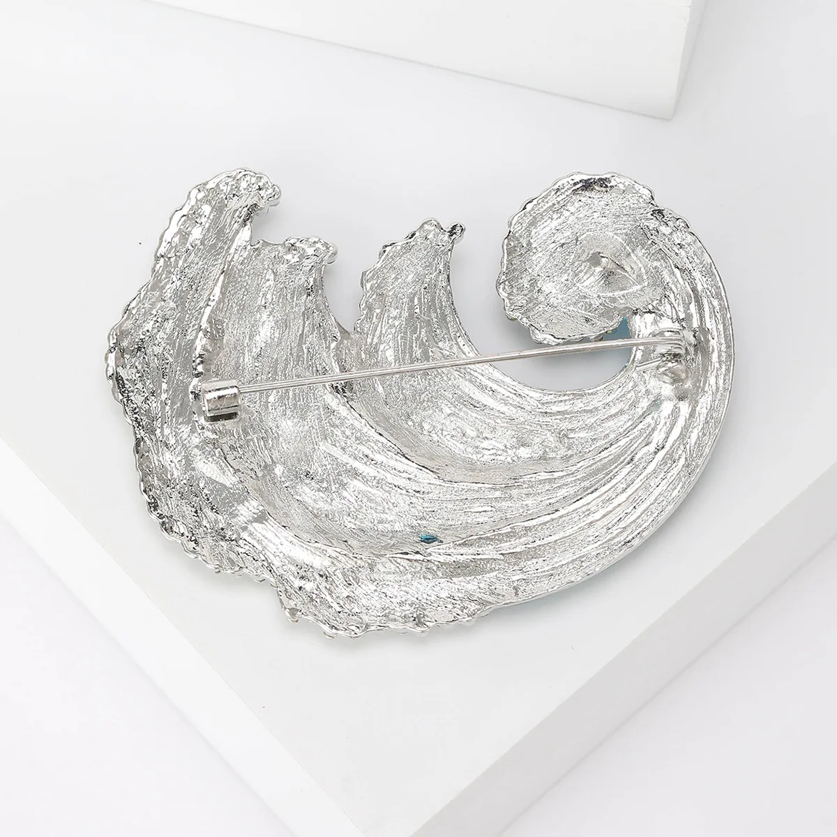 دبابيس نسائية فاخرة لامعة من حجر الراين الأزرق لموجة المحيط ، دبوس بروش كريستال عالي الجودة ، إكسسوارات حفلات ومكتبية ، هدايا مجوهرات #6