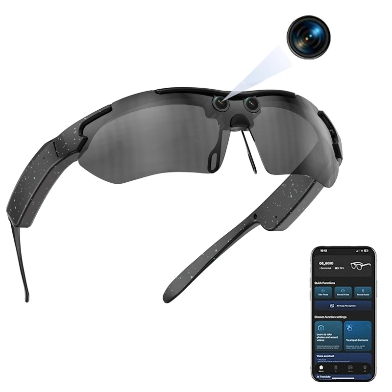 4K HD AI Intelligent Glasses For Outdoor Sports Riding Intelligent Photography And Video Recording Real-Time Translation Glasses