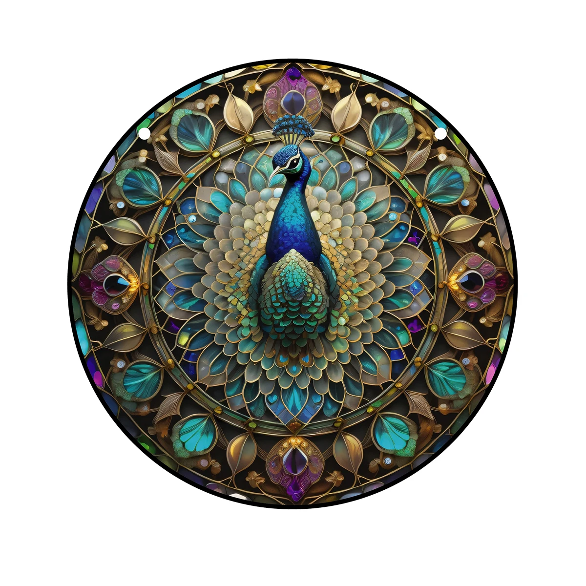 Peacock Stained Acrylic Window Hanging,Round Sun Catchers Indoor Window,Peacock Wall Art Decor,Peacock Gift Decorations for Home