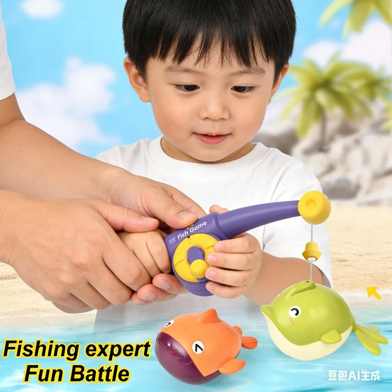 아기 물놀이 낚시 장난감 아기 물놀이 목욕 장난감 세트 손과 눈의 협응 훈련 스프링 물고기 부모-자녀 상호작용