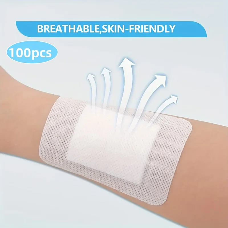 100 Almohadillas Transpirables Autoadhesivas para Heridas - Adhesión Suave para un Fácil Cambio de Vendas, Parches Transpirables